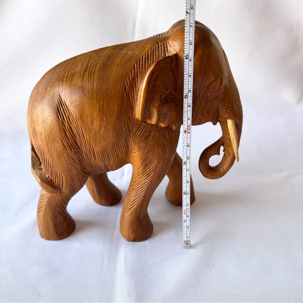 Vintage Hand Carved Wooden Elephant Figurine - Picture 6 of 7